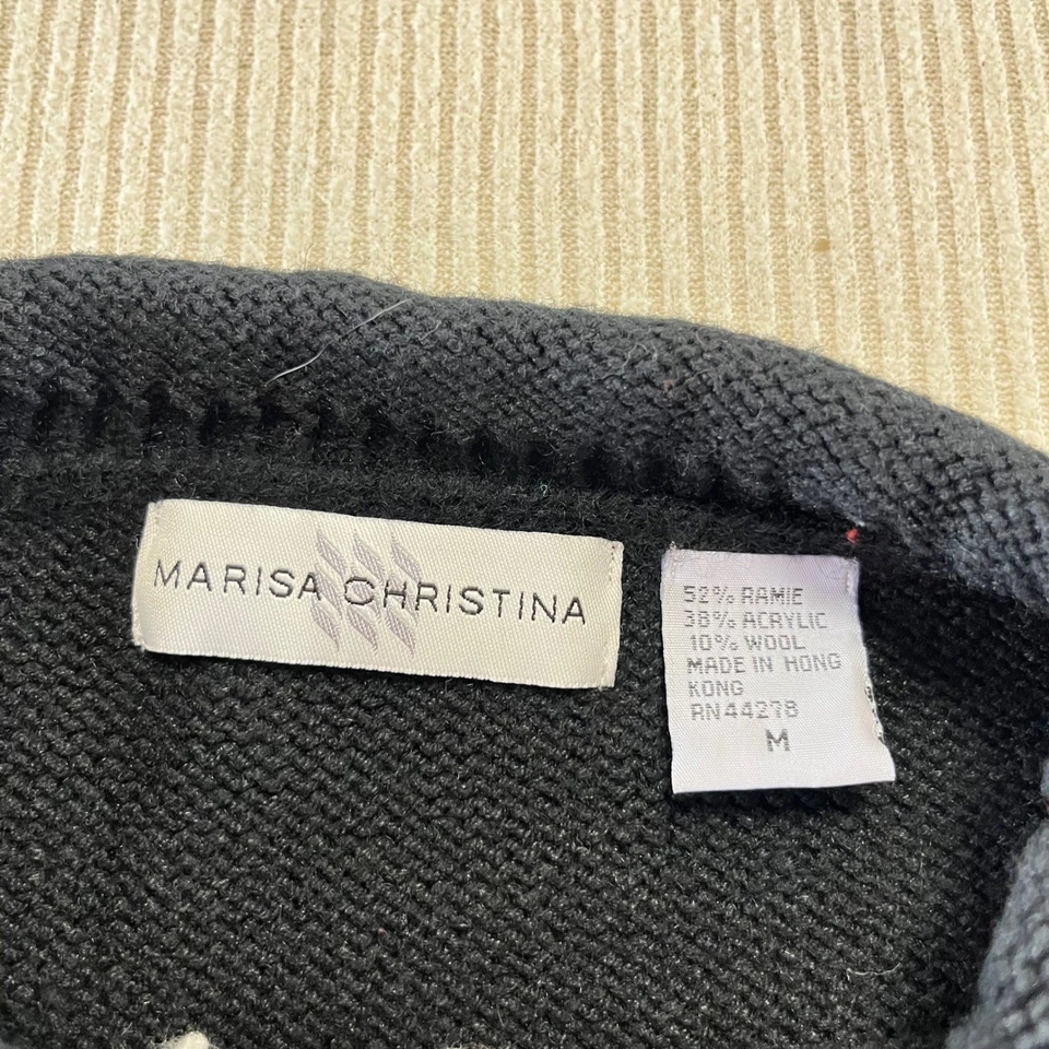 Marisa Christina 女式黑色雪花卷领毛衣 M 码 — 第 3/4 张图片