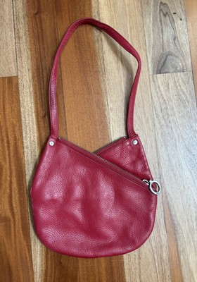 VINTAGE MARC JACOBS CROSS ZIPPERS RED CALF LEATHER TULIP SHOULDER