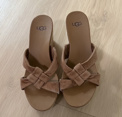 UGG Niyomee Espadrille Wedge Sandal Women's Size 7  Chestnut cushion braided