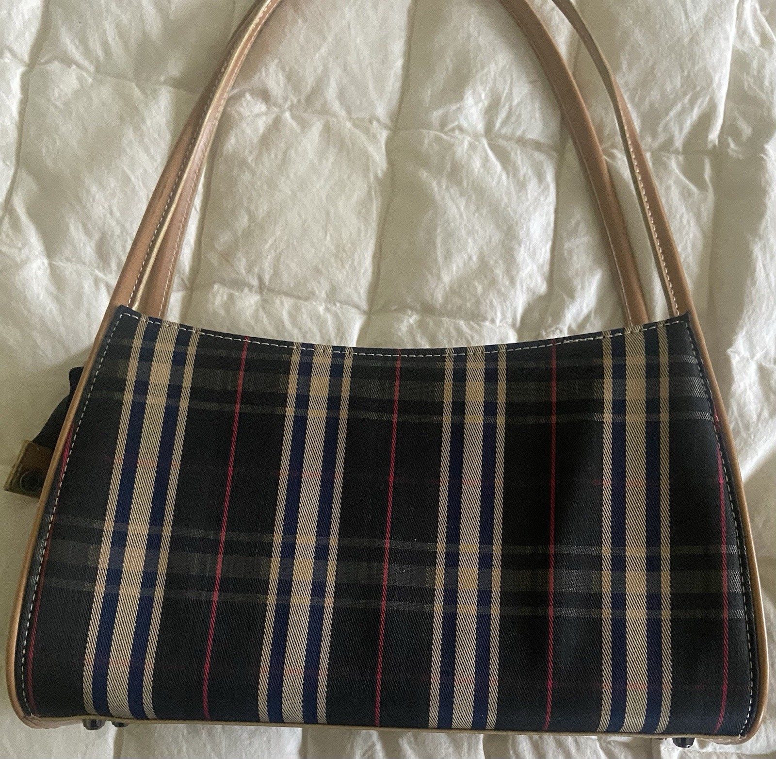 VINTAGE Japanese Burberry London Blue Label Nova Check Pattern Canvas  bag image 3