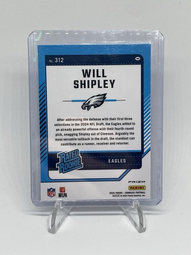 2024 Panini Donruss Rated RC Optic Preview Red Pandora Prizm #312 Will Shipley - Picture 2 of 2