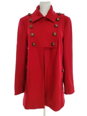 FRENCH CONNECTION Damen Mantel Gr. 42 Rot Wolle Langer Ärmel