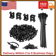 100 PCS 0.9 Inch Black Plastic Cable Zip Tie Mounts Kit with Screws Anchors