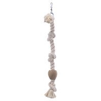 Nobby Kletterseil Baumwolle 67Cm Mit Holzklotz FüR VöGel, 3 Knoten, Weiß