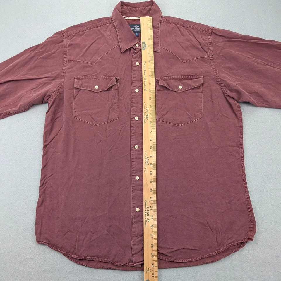 Lucchese Bootmaker Shirt Mens Large Maroon Western Pearl Snap 100% Tencel - Image 4 of 4