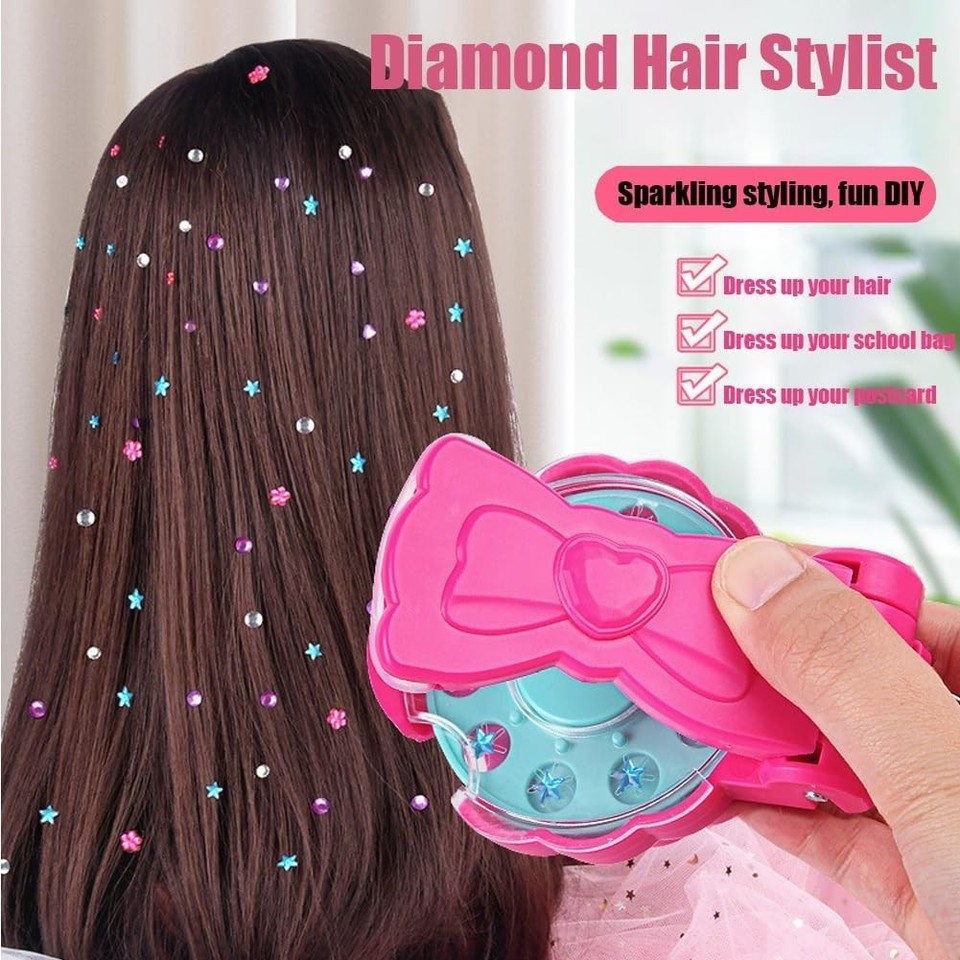 IJiZuo Hair Bedazzler – Machine à Strass Pour Cheveux – 300 Pierres Colorées – Coiffure Pailletée Pour Enfants, Fêtes, Anniversaire