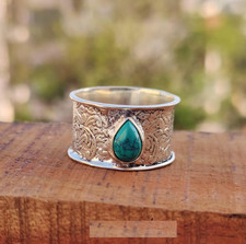 Blue Turquoise Stone Ring 925 Sterling Silver Handmade Woman Ring All Size R365