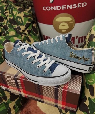 2008 A Bathing Ape Denim Cowboy Rope Apesta Low 9 10 Converse Bape Sta Air Sb