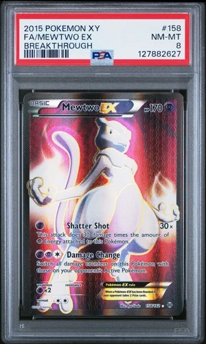2015 POKEMON XY BREAKTHROUGH #158 FULL ART/MEWTWO EX PSA 8