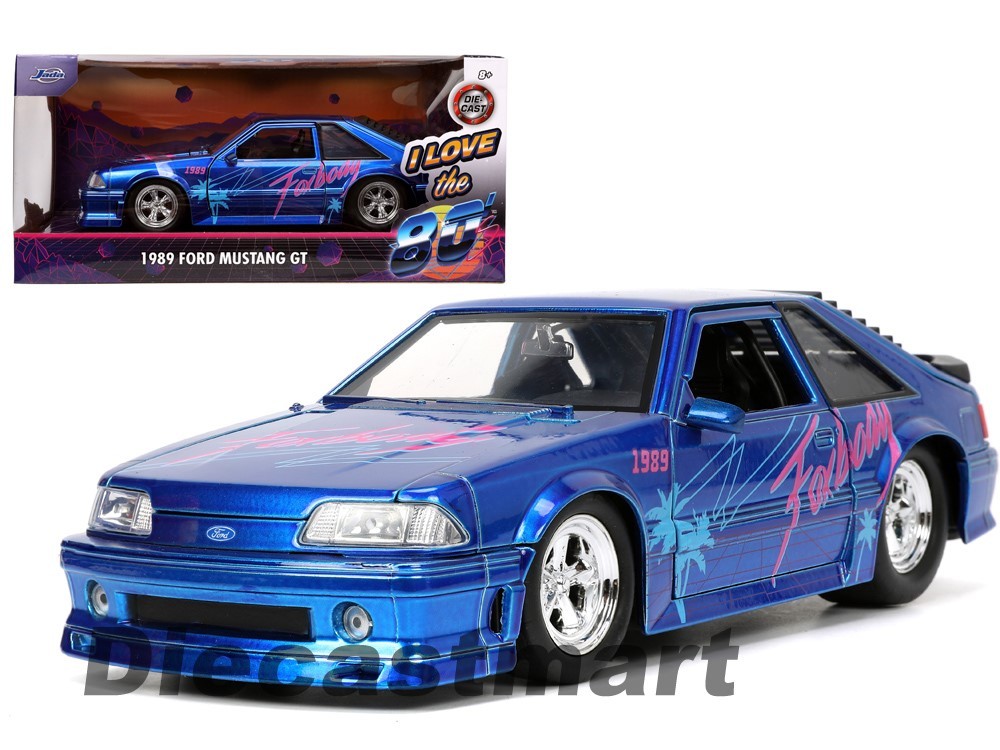 Jada 1:24 1989 Ford Mustang GT Blue Diecast Model Car I Love