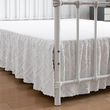 Tufted King Size Bed Skirt, Ruffled with Split Corners, 18 Inch Drop, Square