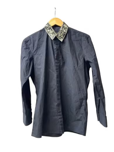 FENDI/Long Sleeve Shirt/Size 38/Cotton/Black/Solid/12CPF-19-4585