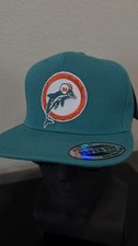 MIAMI DOLPHINS 1966 Retro Retro Logotipo Retro Billete Plano Snapback Aqua Sombrero NUEVO