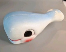 Juguete de bebé chirrido ballena azul Star Mfg de colección años 60 chirrido algo de desgaste