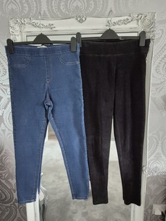 Marks and Spencer pair of Leggings and Jeggings Denim and Black Size 12 Short