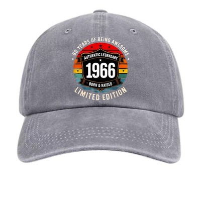 1966 Vintage 60th Birthday Washed Dad Hat, Retro ''Born & Raised'' Cap