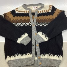 Alpaca Connection Cardigan L Handmade Peru Peruvian Nordic Fair Isle Brown VTG