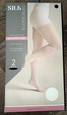 Silk Impressions  2 Pair Women's Pantyhose White 40 Denier Sheer  3XL