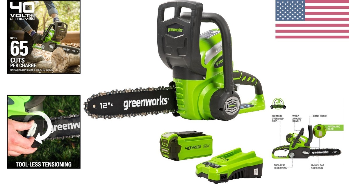 Powerful and Lightweight 40V 12-Inch Chainsaw with Electric Start
