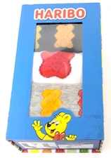 Haribo Logo and Gummy Bear Pack of 3 Multicolor Mens Crew Socks Size 10-13