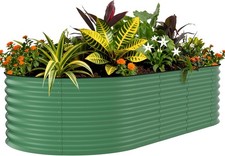 8FT Oval Galvanized Steel Planter Raised Garden Bed for Vegetables Herbs Flowers