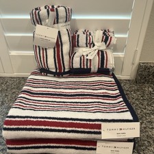 Tommy Hilfiger Towel Set of 8 - 2 Bath, 2 Hand, 4 Washcloth Red, White, Blue