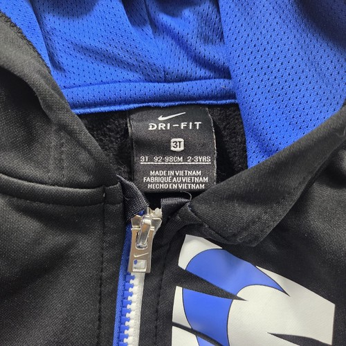 Nike Hoodie Jacket Youth 3T Black Blue Dri-Fit Full Zip Athletic Logo Toddler - Picture 2 of 18