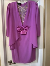 VTG Ursula Switzerland Dress Women’s 16 Sequin Bow Midi Shift Mother of Bride