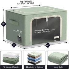 Sorbus Storage Bins with Metal Frame, Stackable & Foldable with Window & Handles