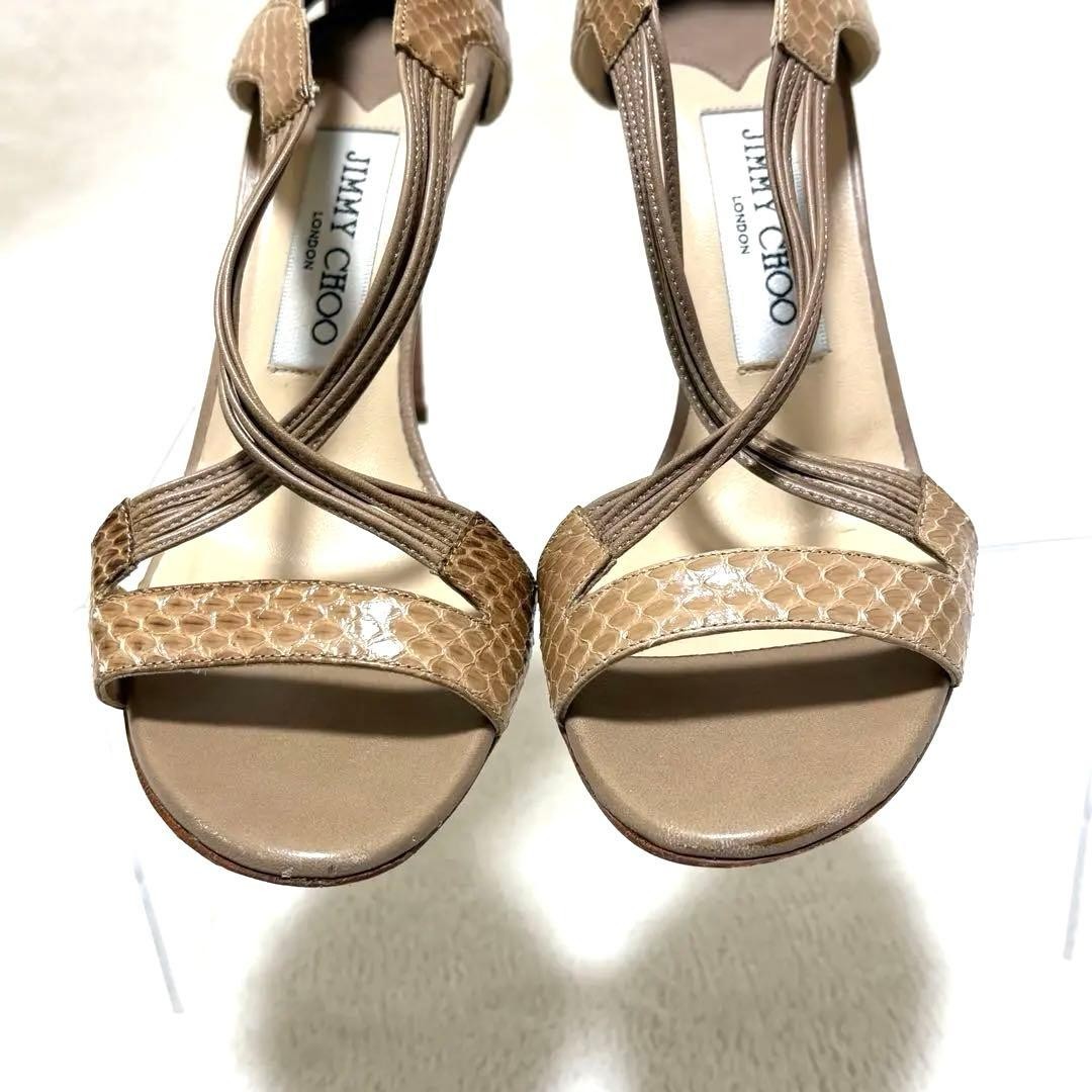 Rare Jimmy Choo Beige Python Embossed Strap Heels… - image 6