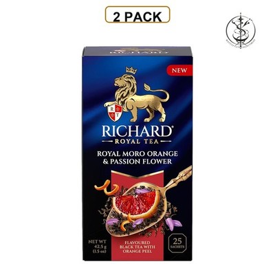 2 PACK - Royal Moro orange & Passion Flavoured RICHARD Black Tea 25 sachets
