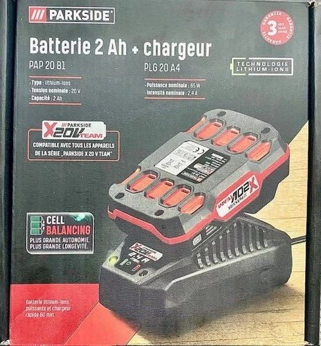 Parkside Batterie lithium-ion 20 V - 2 Ah PAP 20 B1 et chargeur de 60 min