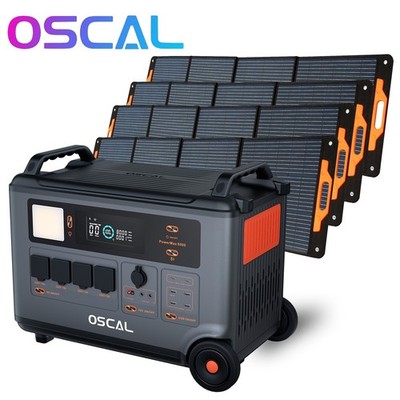 OSCAL PowerMax 6000 3600Wh LiFePO4 Solar Generator 6000W 120V/240V+Solar Panel