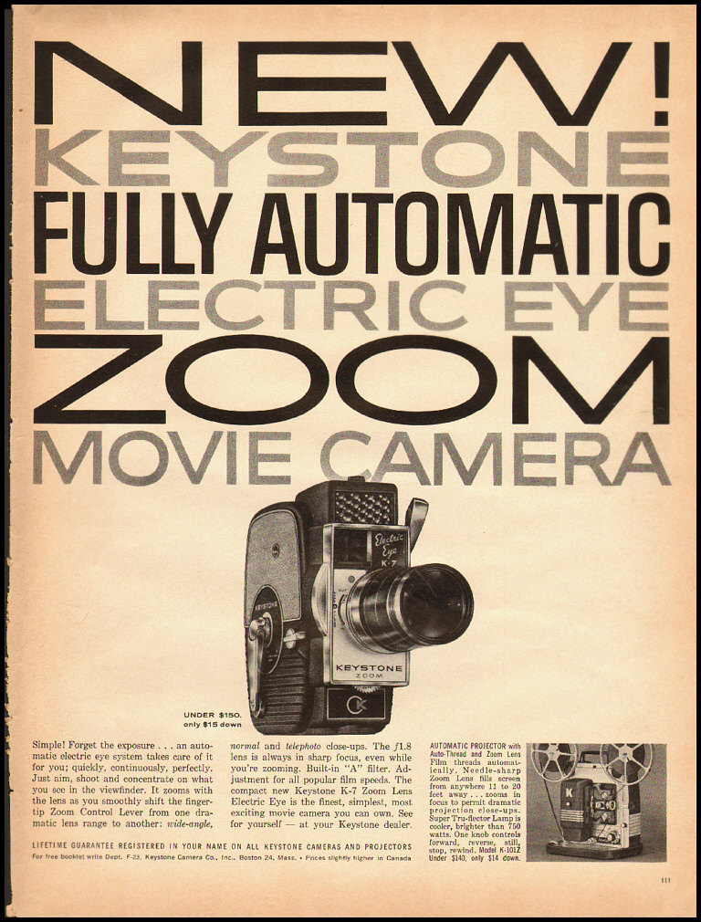 1960 Vintage ad for Keystone Electric Eye Zoom Movie Camera (022513) eBay