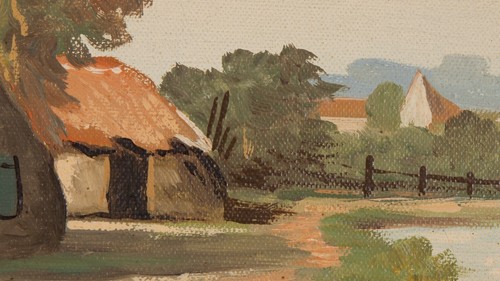 European Landscape Farmhouse Oil Painting Signed KOOI - Picture 4 of 11
