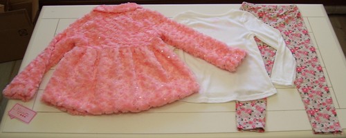 Girls Nannette 3 Pc Peach Fur Jacket LS Shirt and Floral Leggings Outfit Sz 6 - Picture 7 of 7