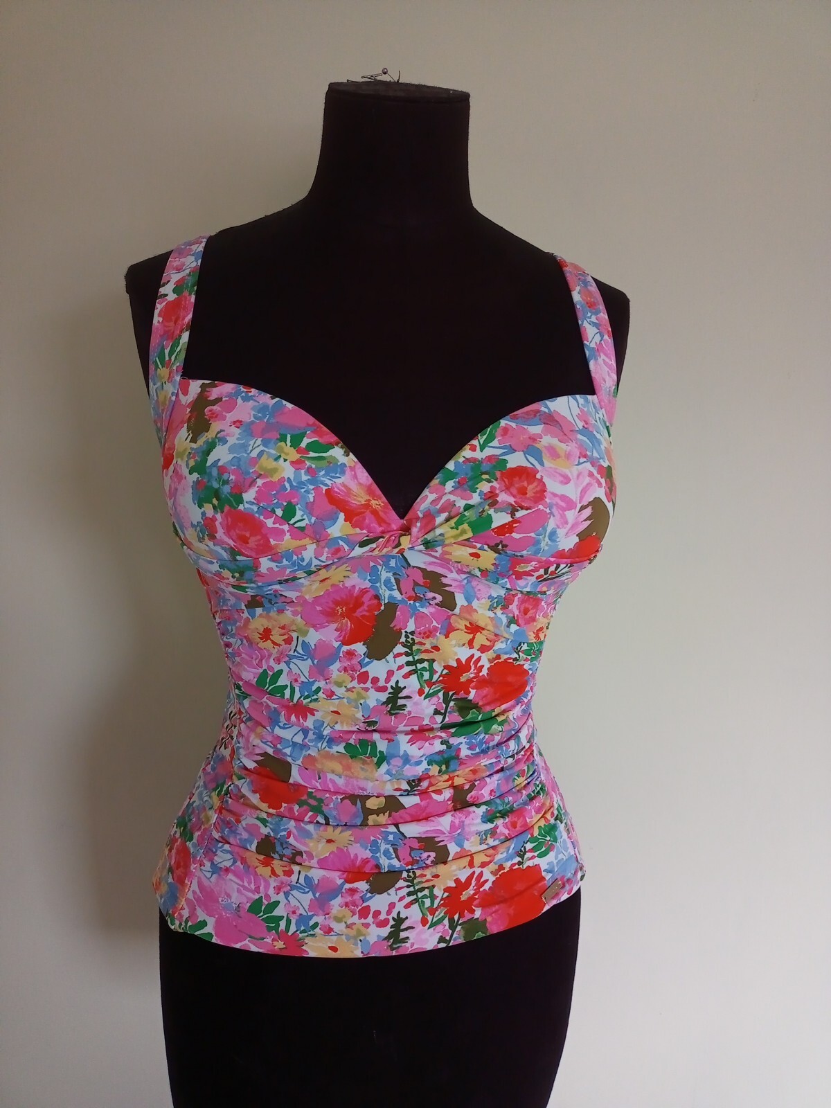 JOULES ROMA WHITE MEADOW TANKINI BIKINI TOP SIZE 10 PINK FLORALS BNWT RRP £29.95