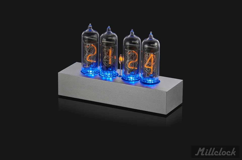 Reloj Tubo Nixie en 4 Tubos IN-14 || Caja Aluminio Clásica Negro o Plateado Foto 2 de 4