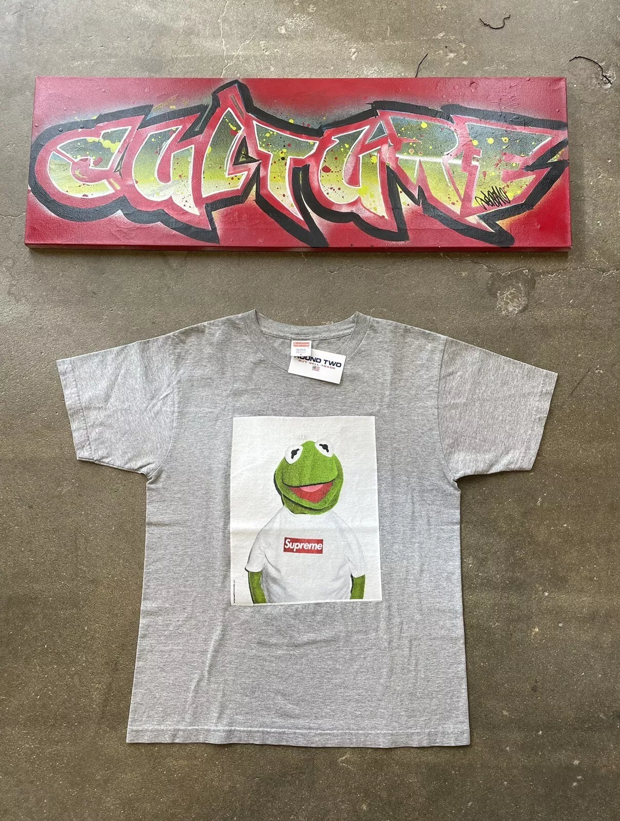 RARE Supreme Kermit Grenouille Gris M 2008 du deuxième tour