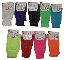 CHILDRENS GIRLS KIDS NEON GLITTER PLAIN LEG WARMERS DANCEWEAR FANCY DRESS AGE 3+