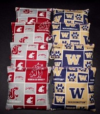 WASHINGTON COUGARS  UW HUSKIES 8 ACA Regulation CORNHOLE BEAN BAGS Game Toss
