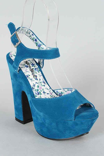 New Women High Heel Ankle Strap Sandals Platform Pink Blue 5 6 7 7.5 8 8.5 9 10 - Picture 10 of 17