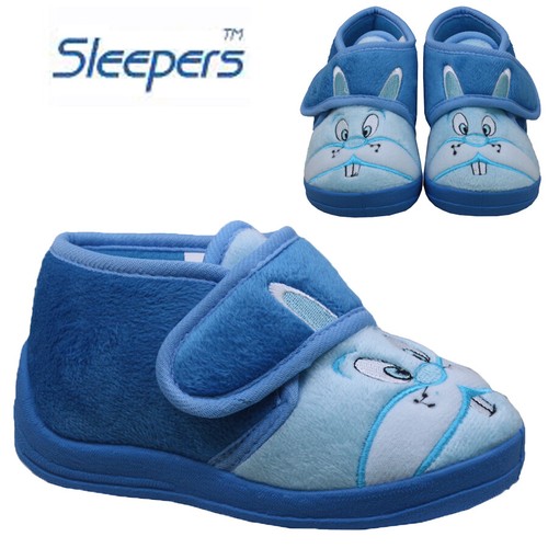 SLEEPERS BOYS INFANTS SLIPPERS SOFT INSOLE WARM COSY FLEECE SHOES
