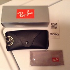 NEW Authentic Ray-Ban Sunglasses Leather Case - Black with BOX