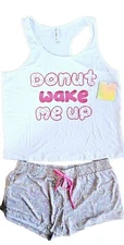 French Affair Summer Pajama Set, 2-Piece, ''Donut Wake Me Up" Pajama Set,