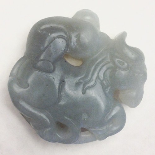 ~ Carved Xiu Jade Monkey Riding a Horse Figurine - Unenhanced Natural Color - Picture 2 of 5