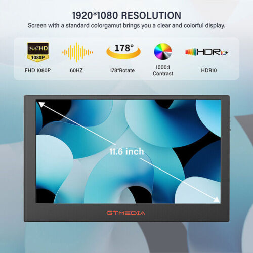Dual Portable Triple Fold 1080P IPS Monitor Screen Extender For Laptop 13-17.3" - Picture 10 of 22