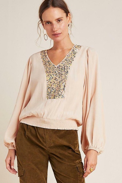 anthropologie peasant top