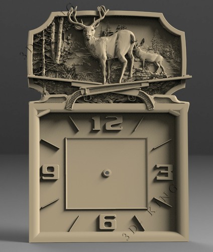 9 Stck. 3D STL Modelle WANDUHREN JAGD für CNC Router Graveur Schnitzen Artcam - Bild 11 von 12