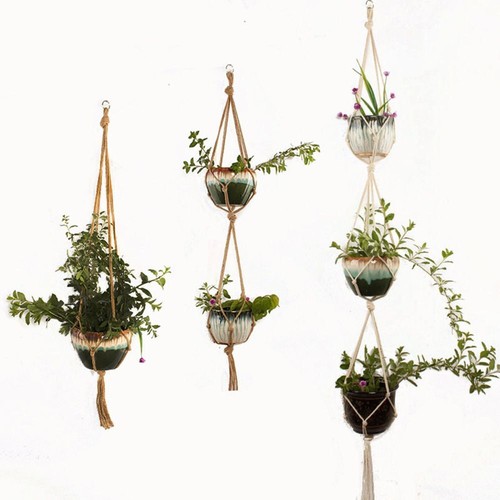 1pcs Pot Holder Macrame Plant Hanger Hanging Planter Basket Hemp Rope Braided AU - Picture 6 of 12